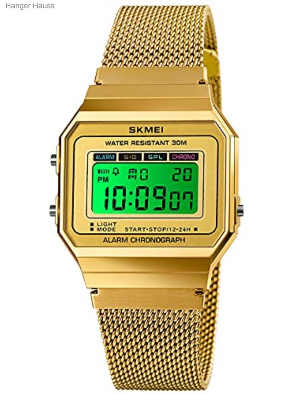 Unisex Digital Wrist Watch Stainless Steel Band Waterproof Multifunction Sports